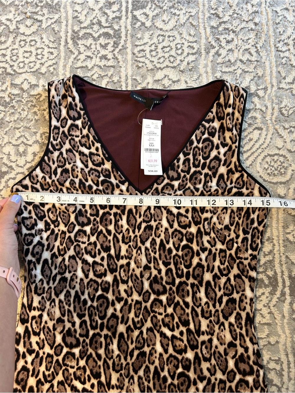 🩷 NWT White House Black Market reversible sheath dress leopard/solid size XXS - Picture 8 of 12
